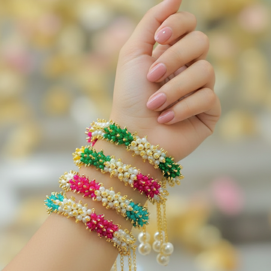 Handmade Beaded Gajra Bracelet – Elegant  Desi Bracelet for Girls & Women