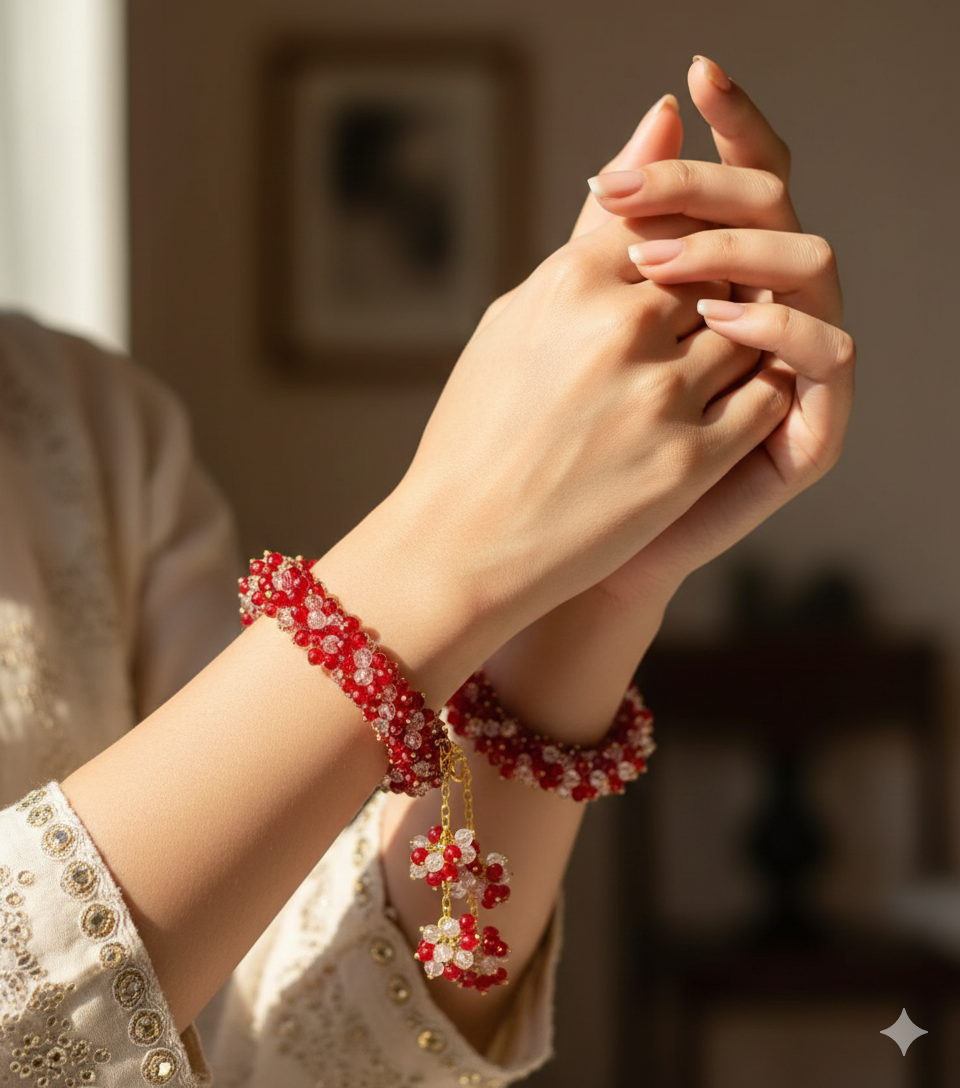Handmade Beaded Gajra Bracelet – Elegant  Desi Bracelet for Girls & Women