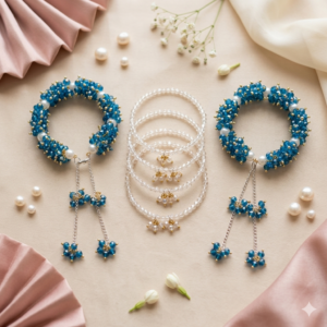 Handmade Beaded Gajra Bracelets Set – Elegant Floral Desi Jewelry for Girls & Women