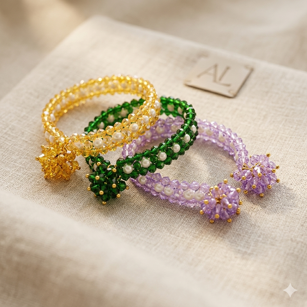 Handmade 3-Layer Beaded Bracelet – Elegant Multi-Layer  Desi Jewelry for Girls & Women