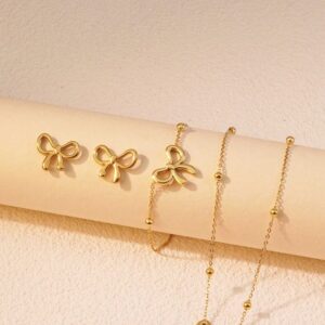 Bow Shape Premium Quality Stainless Steel Necklace – Elegant & Timeless Jewelry for Girls & Women