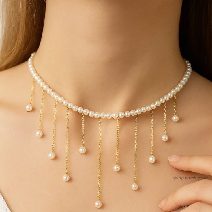 Drop Pearl Beaded Necklace
