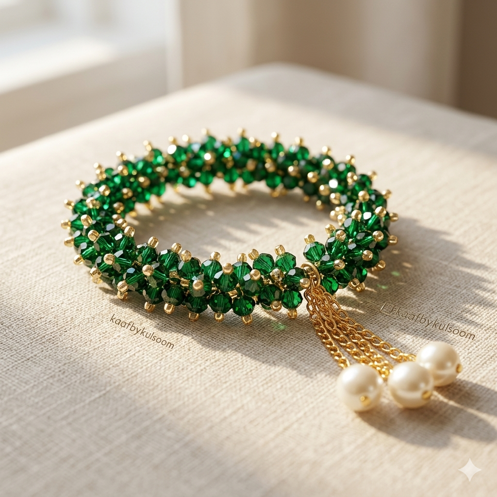 Handmade Beaded Gajra Bracelet – Elegant  Desi Bracelet for Girls & Women